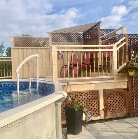 Aménagement extérieur deck terrace escalier rampe 